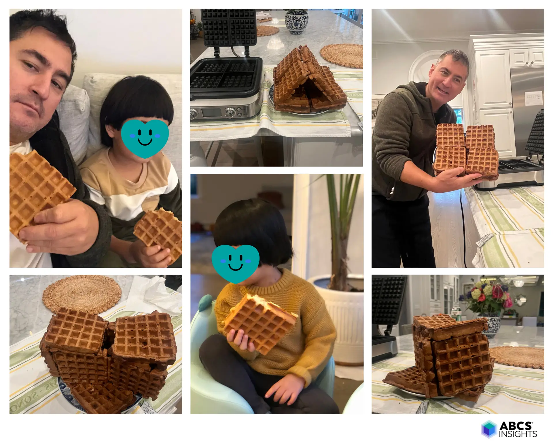 Jerome Shimizu and his son making waffles