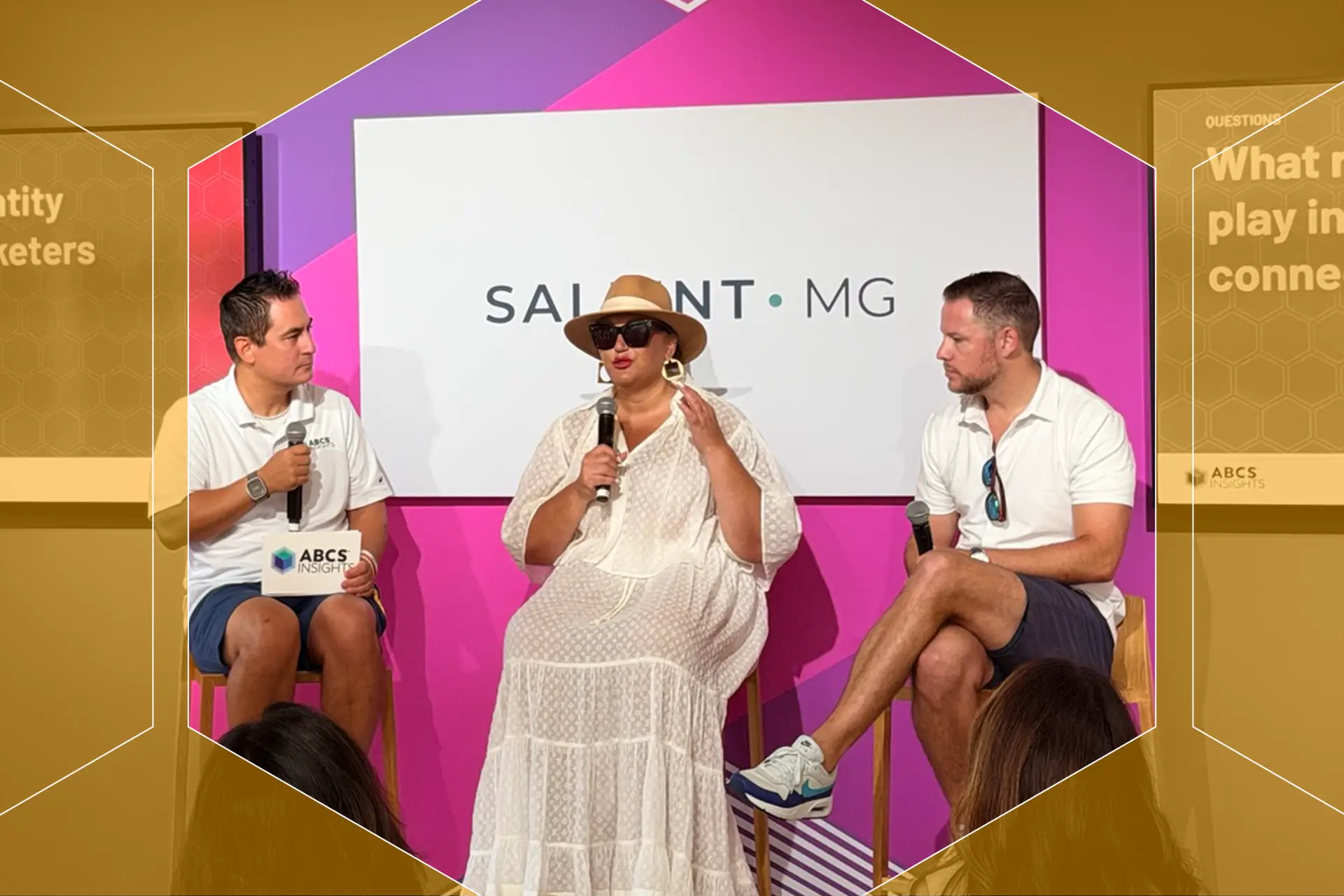 Jerome Shimizu, Daniella Harkins, and Jake Myers on stage at the ABCS Insights Cannes 2026 panel on connecting the customer journey